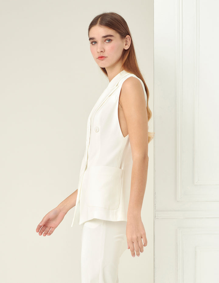 BORA AKSU Peak lapel design pure white Vest