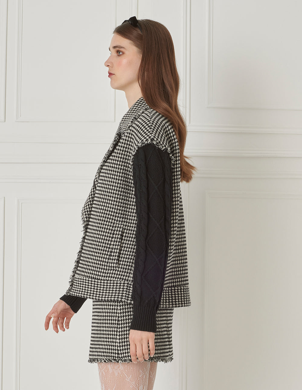 BORA AKSU Houndstooth Wool Skirt