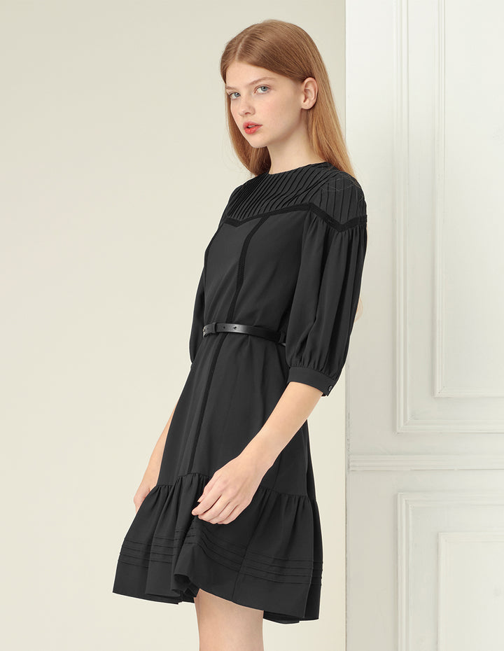 BORA AKSU Lace Lotus Leaf Stitching Dress