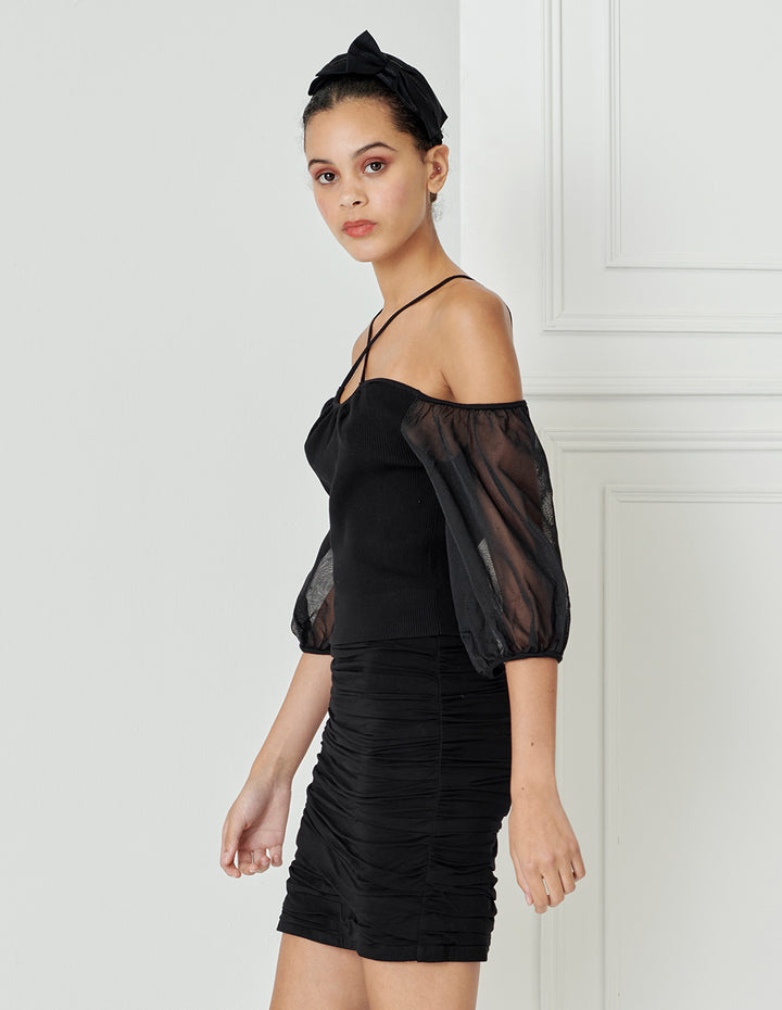 BORA AKSU Cross-Strap Off-The-Shoulder Knitted Top