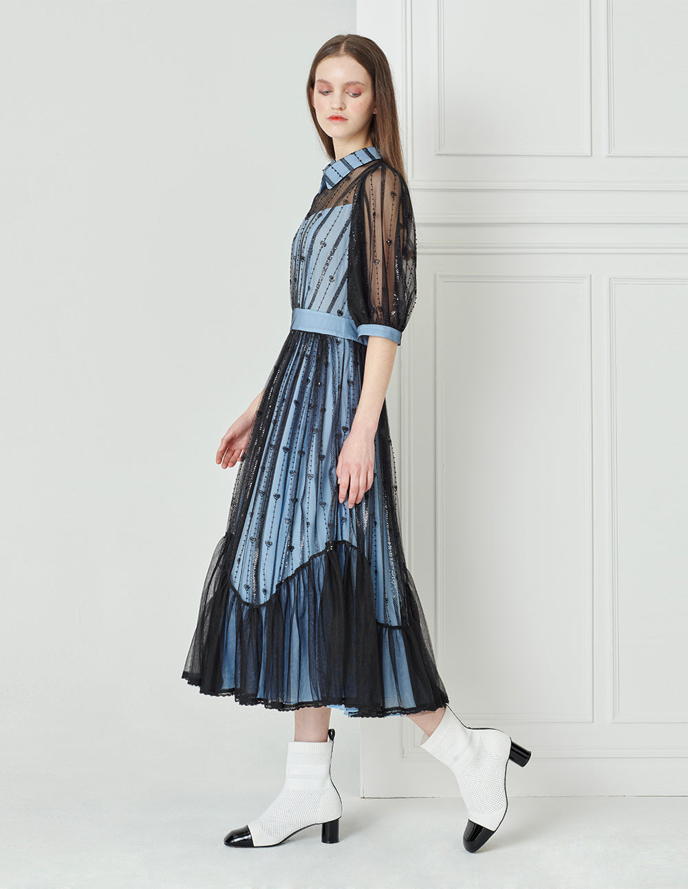 BORA AKSU Sequin Lace Waist Dress