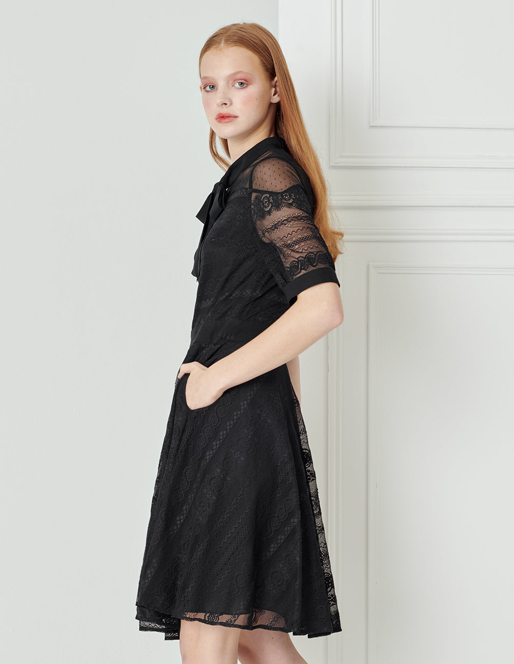 BORA AKSU French Streamer Lace Waist Dress