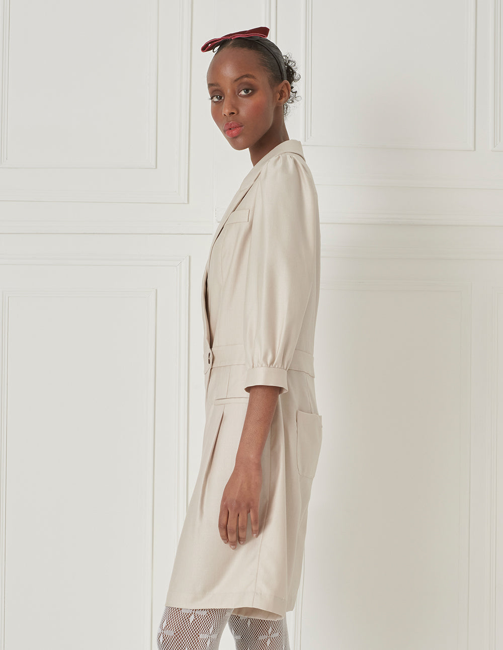 BORA AKSU Puff-Sleeved Silk And Wool-Blend Jumpsuit