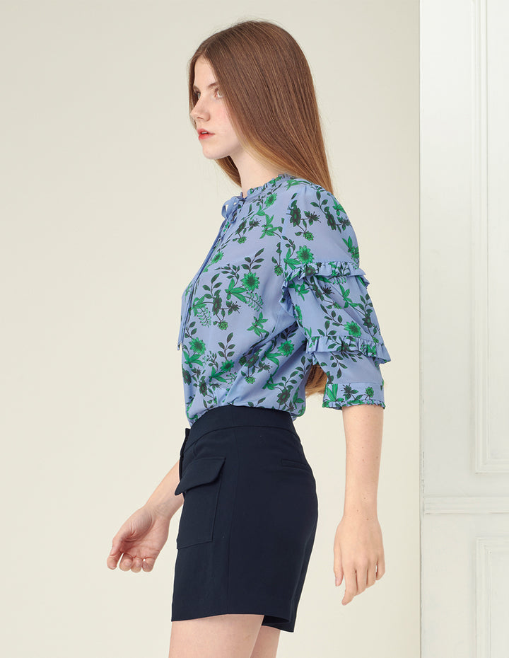 BORA AKSU Bavy blue flap pockets shorts