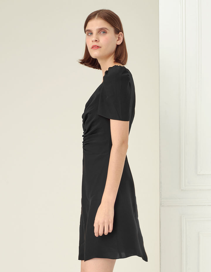 BORA AKSU Classic court square neckline black dress