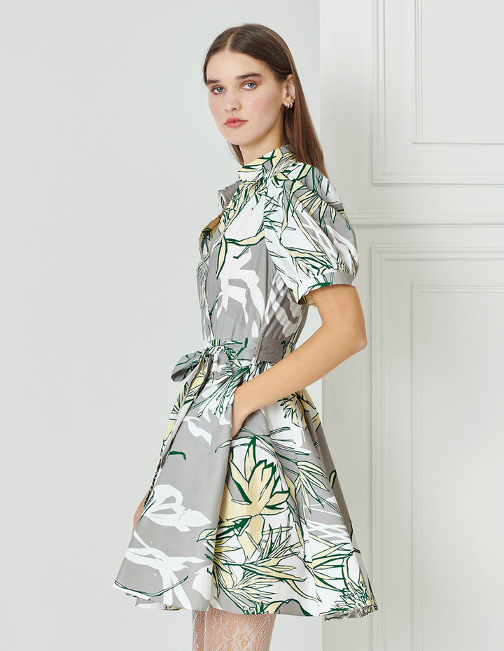 BORA AKSU Elegant Print Shirt Wrap Dress