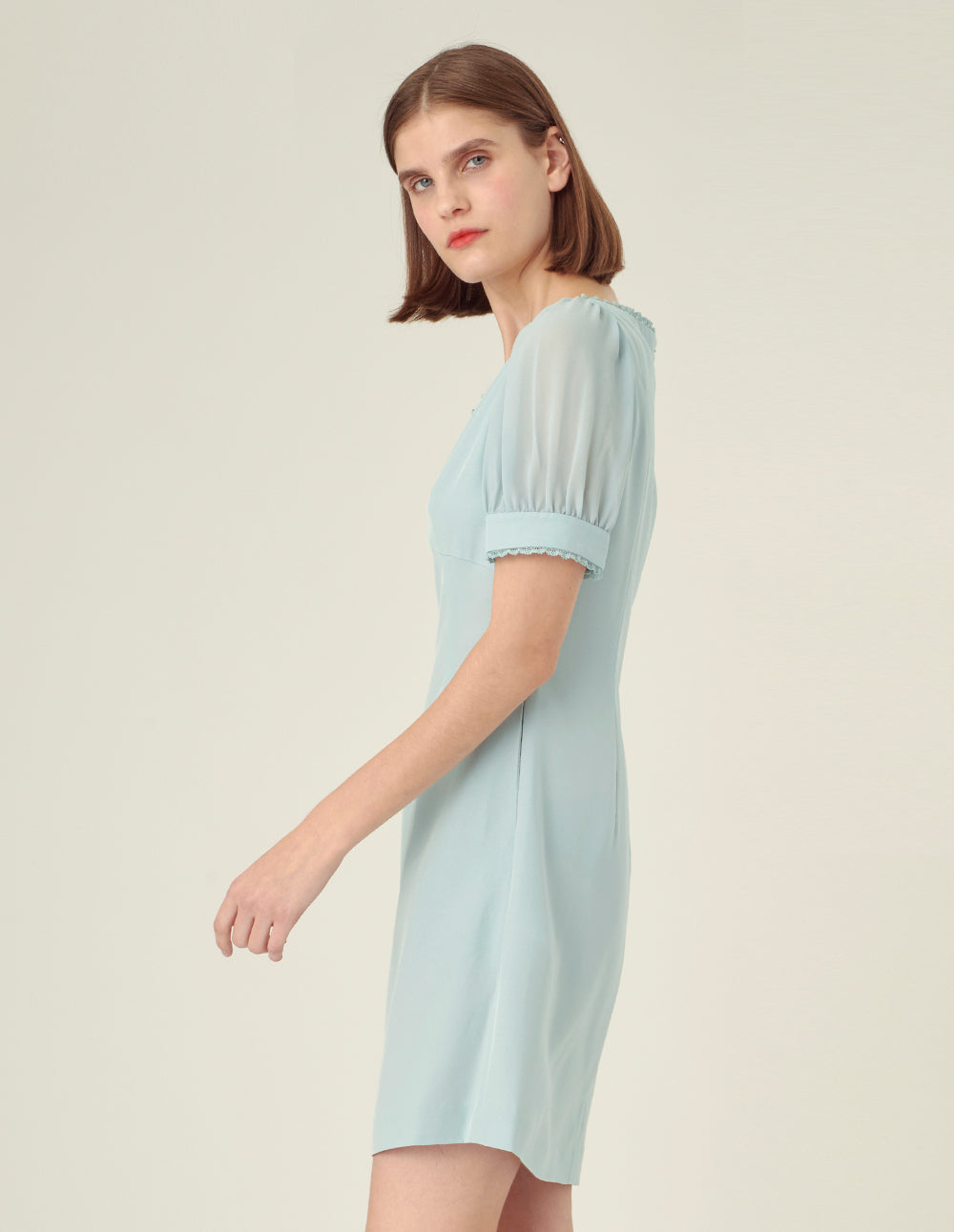 BORA AKSU V-neck puff sleeves lace dress