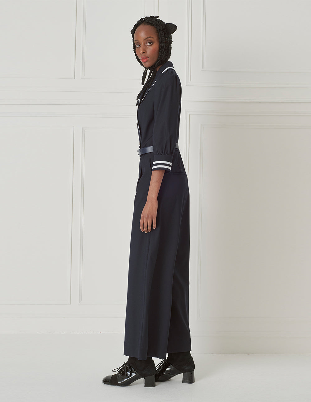 BORA AKSU Navy Lapel Jumpsuit