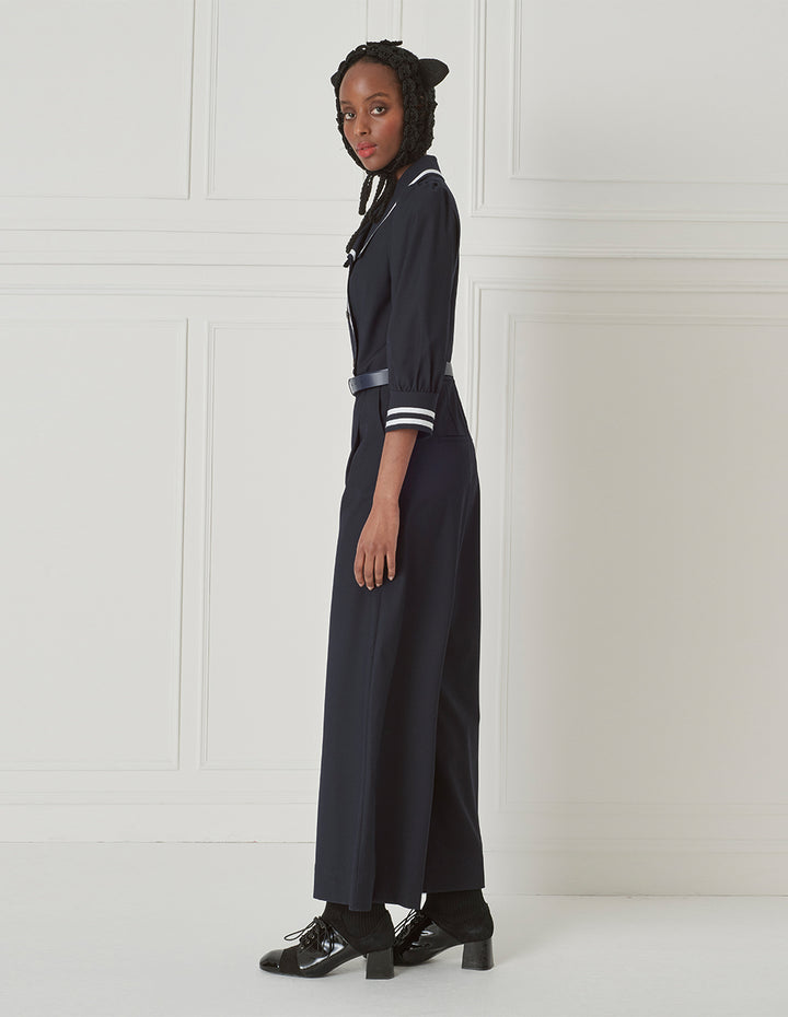 BORA AKSU Navy Lapel Jumpsuit
