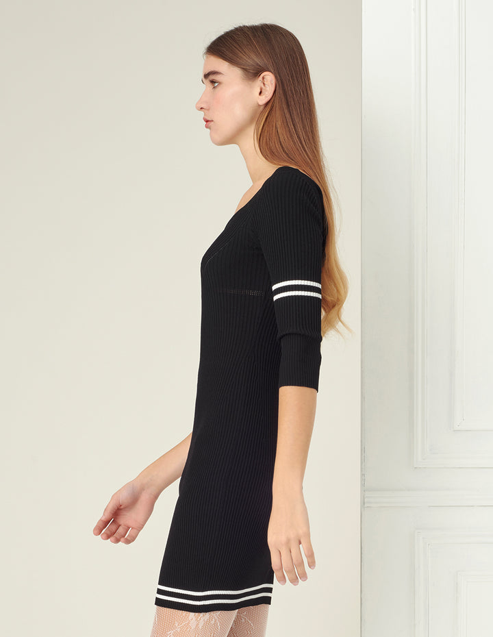 BORA AKSU Generous collar pit knit dress