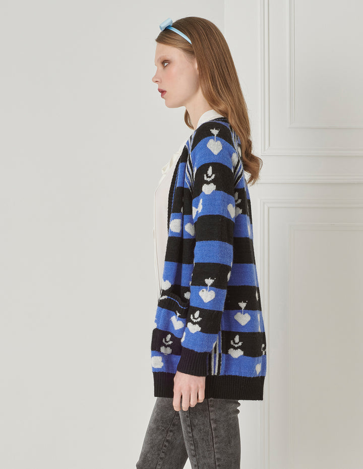 BORA AKSU Mohair Jacquard V-Neck Knitted Cardigan