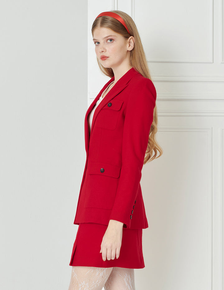 BORA AKSU Cherry Red Sheep's Wool Skirt