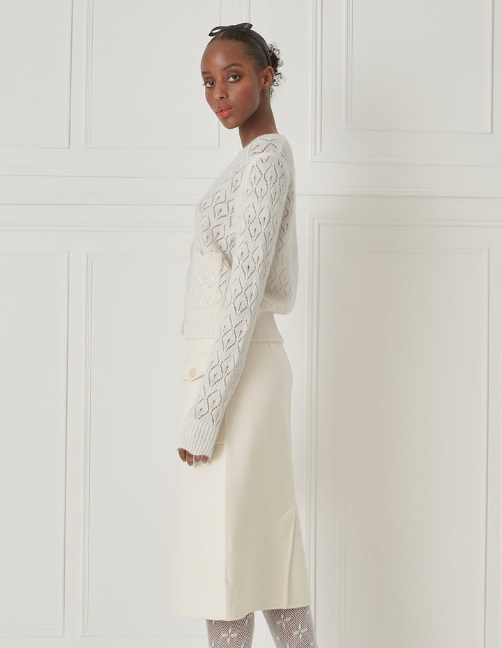 BORA AKSU French Retro Mulberry Silk Blended Woolen Skirt