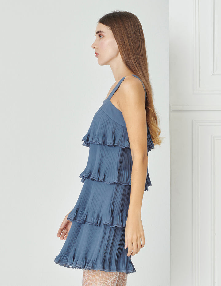 BORA AKSU Pleated Tiered Skirt Dress
