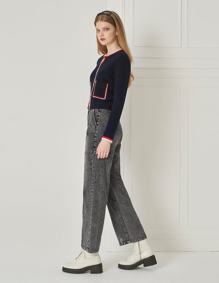 BORA AKSU Washed Grey Distressed Straight-Leg Jeans