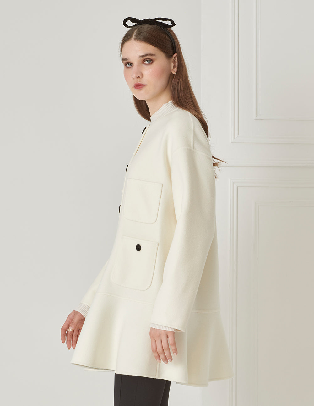 BORA AKSU French Elegant Mulberry Silk Blended Wool Coat