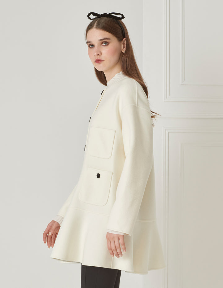 BORA AKSU French Elegant Mulberry Silk Blended Wool Coat