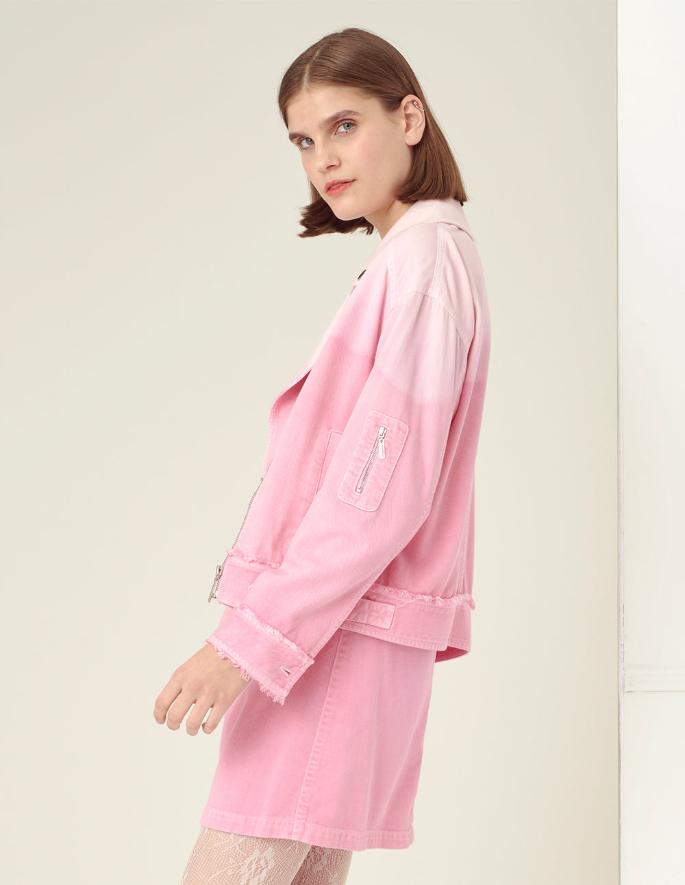 BORA AKSU pink denim patch pocket skirt