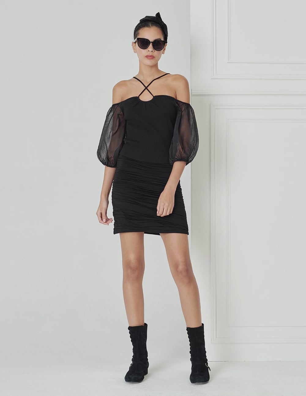 BORA AKSU Cross-Strap Off-The-Shoulder Knitted Top
