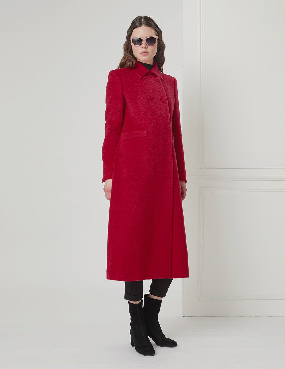 BORA AKSU Cherry Red Woollen Long Coat