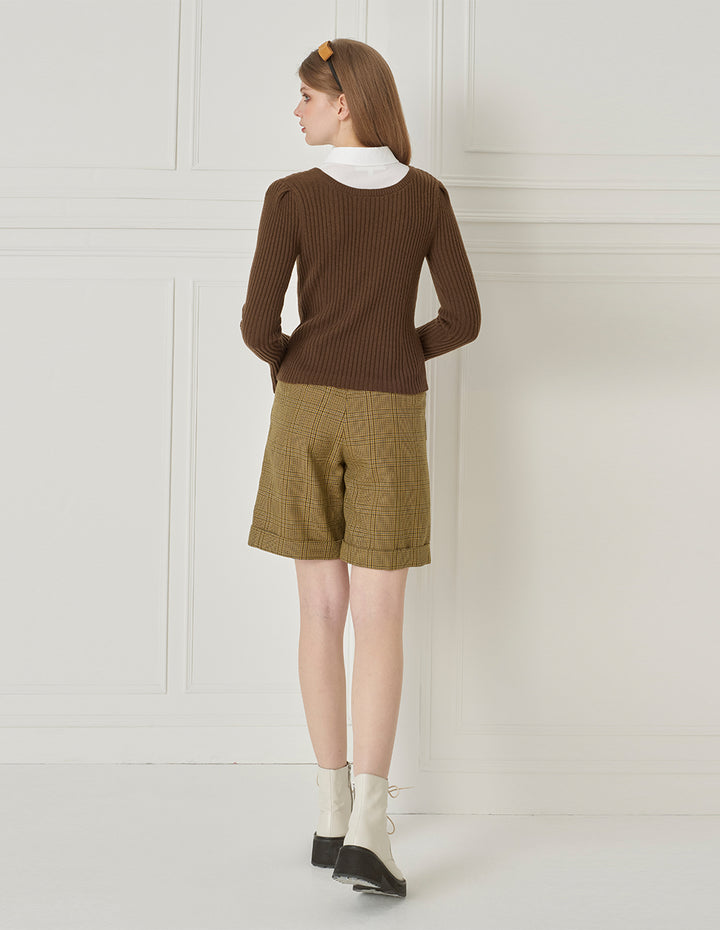 BORA AKSU Plaid Wool Cropped Shorts