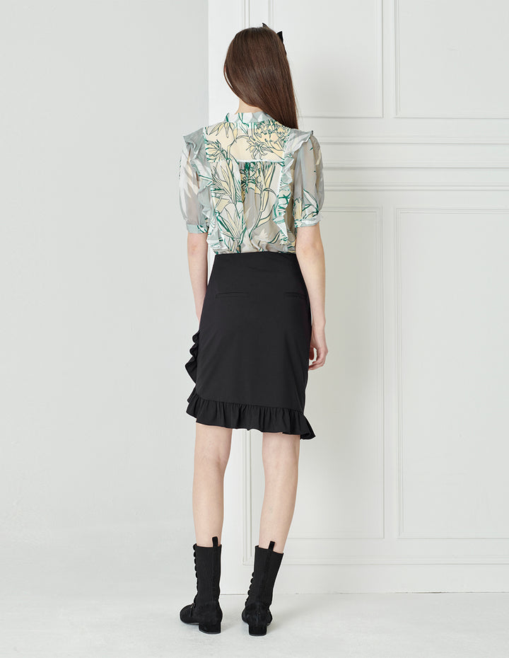 BORA AKSU Silk Bow Tie-Up Printed Shirt