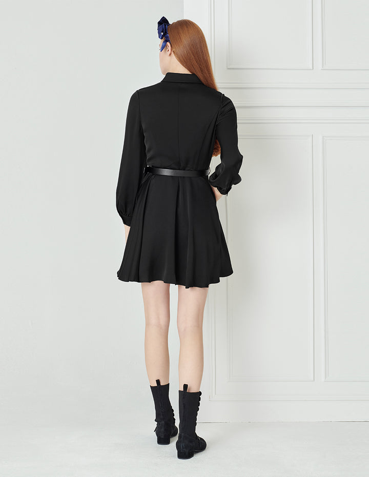 BORA AKSU Pleated Embellished Nipped Shirt Dress
