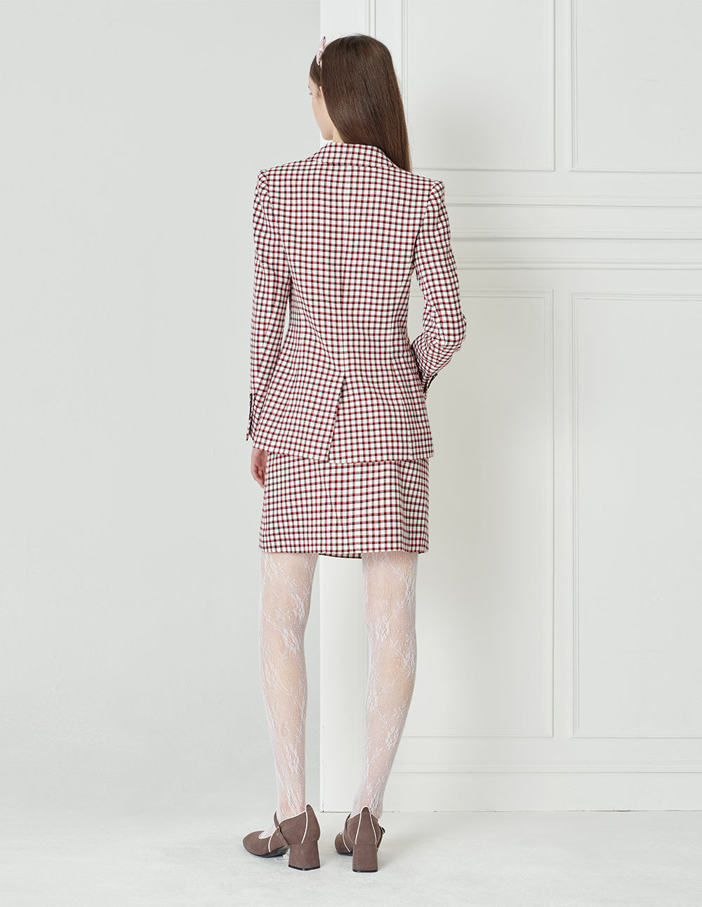 BORA AKSU Checked Lapel Double-Breasted Blazer
