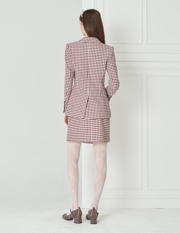 BORA AKSU Checked Lapel Double-Breasted Blazer