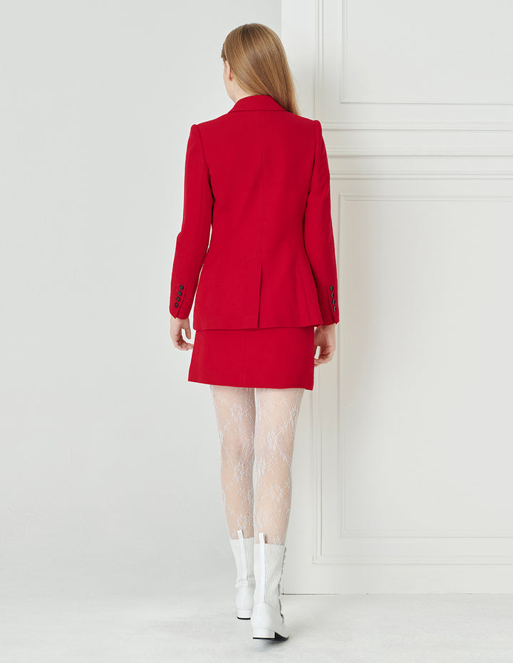 BORA AKSU Cherry Red Sheep's Wool Skirt