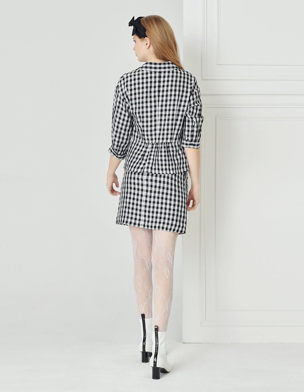 BORA AKSU Black And White Check Slim Shirt