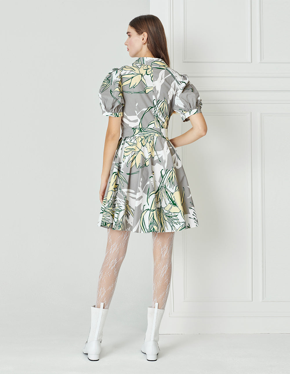 BORA AKSU Elegant Print Shirt Wrap Dress