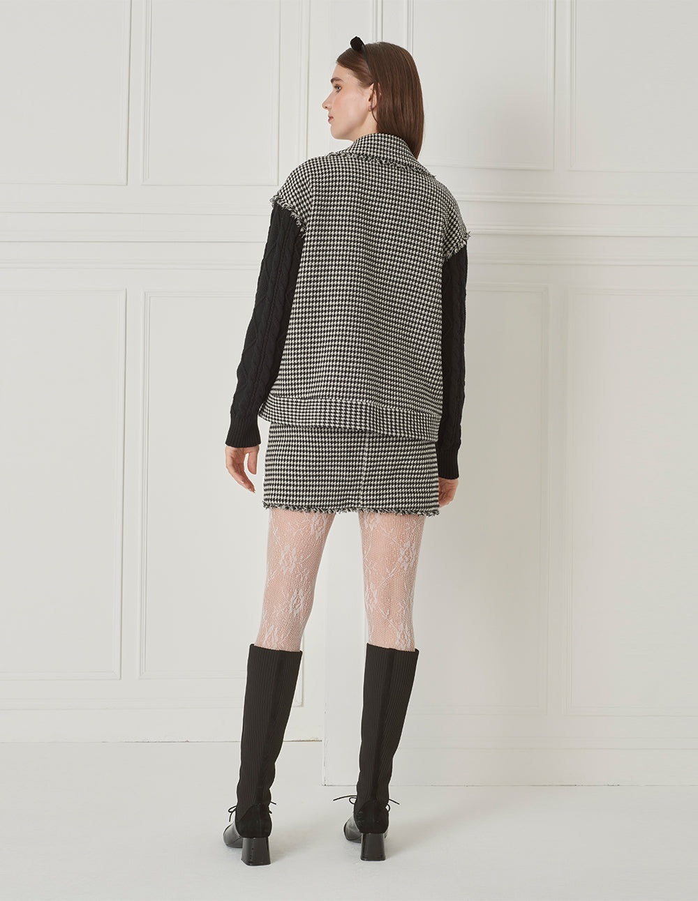 BORA AKSU Houndstooth Wool Skirt