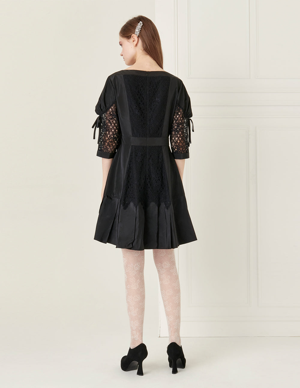 BORA AKSU Slightly Sheer Puff Sleeve Square Neck Dress
