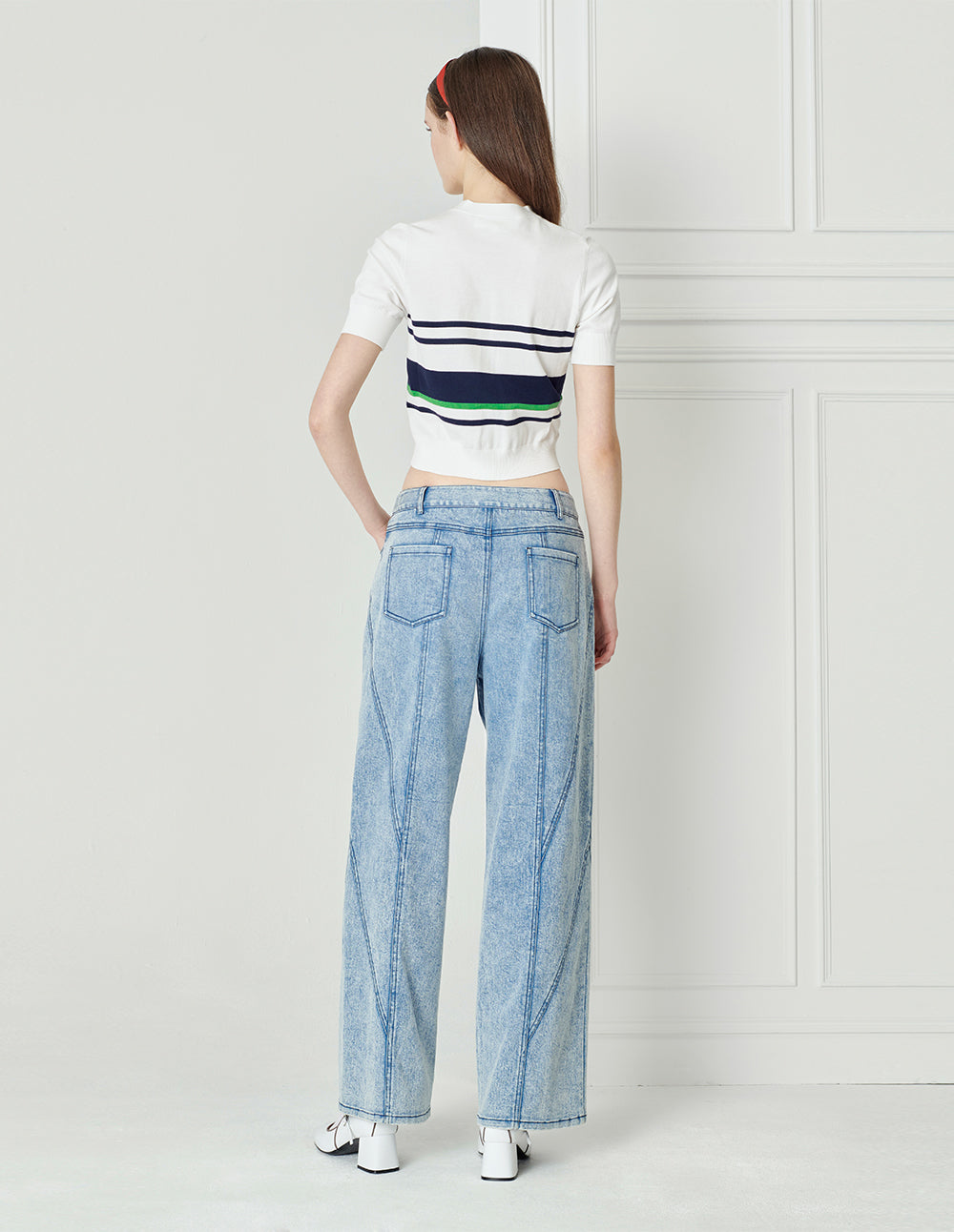 BORA AKSU V Neck Colourblock Stripe Knit Sweater