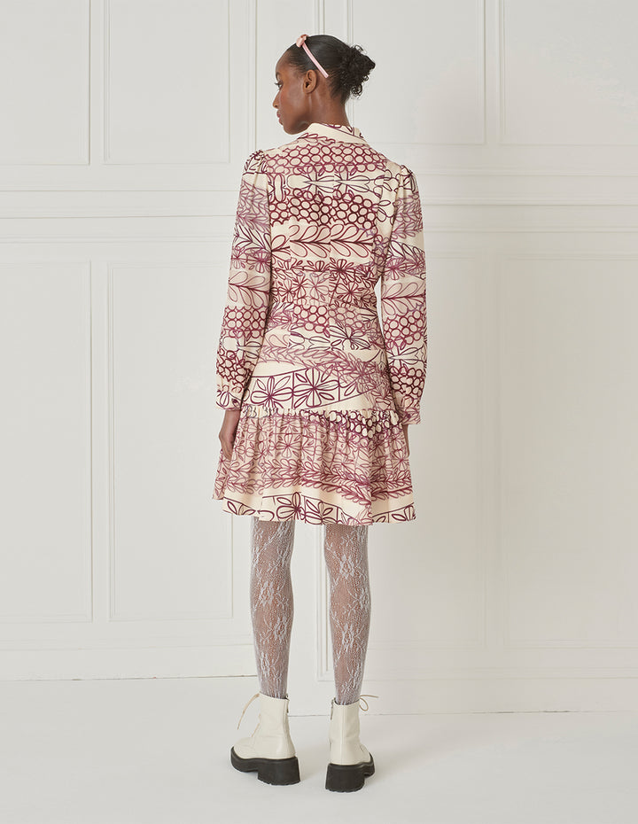 BORA AKSU Puff-Sleeve Shirt Pleated Printed Long-Sleeve Dress