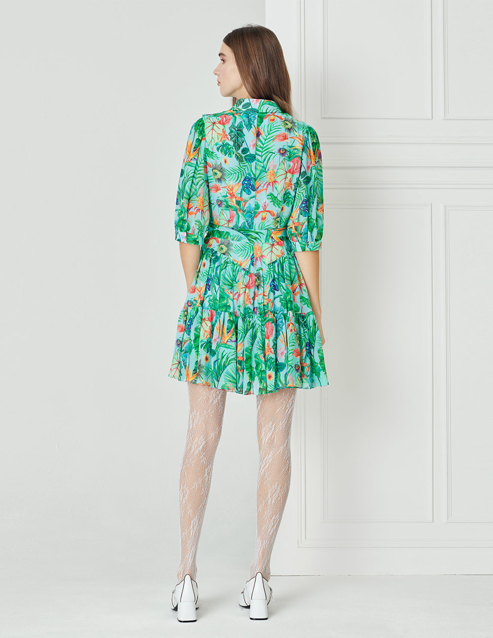 BORA AKSU Floral-Print Pleated Shirt Dress