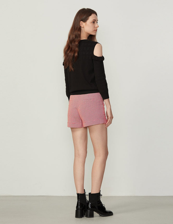 BORA AKSU Gingham Pattern Slim Fit Roll Leg Shorts