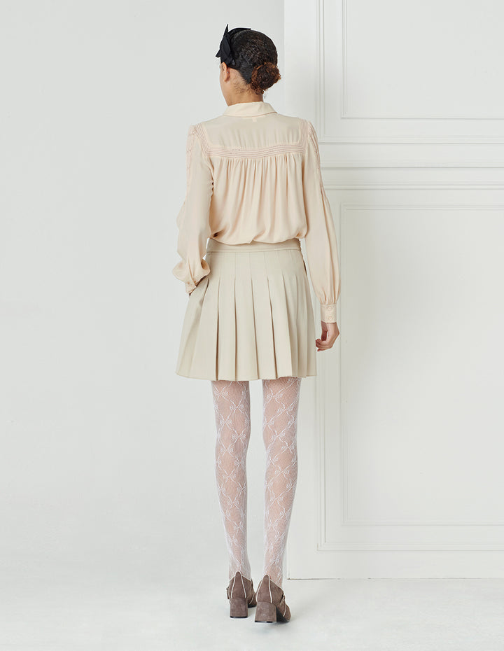 BORA AKSU Acetate Puff Sleeve French Shirt Top