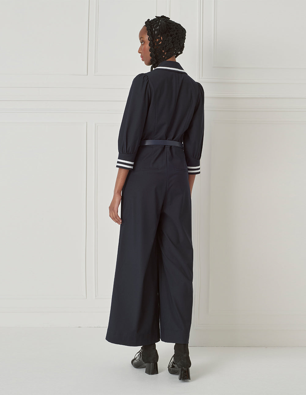 BORA AKSU Navy Lapel Jumpsuit