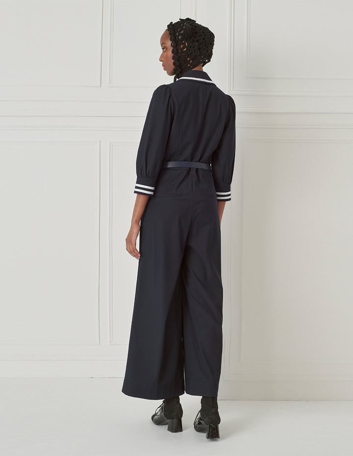 BORA AKSU Navy Lapel Jumpsuit