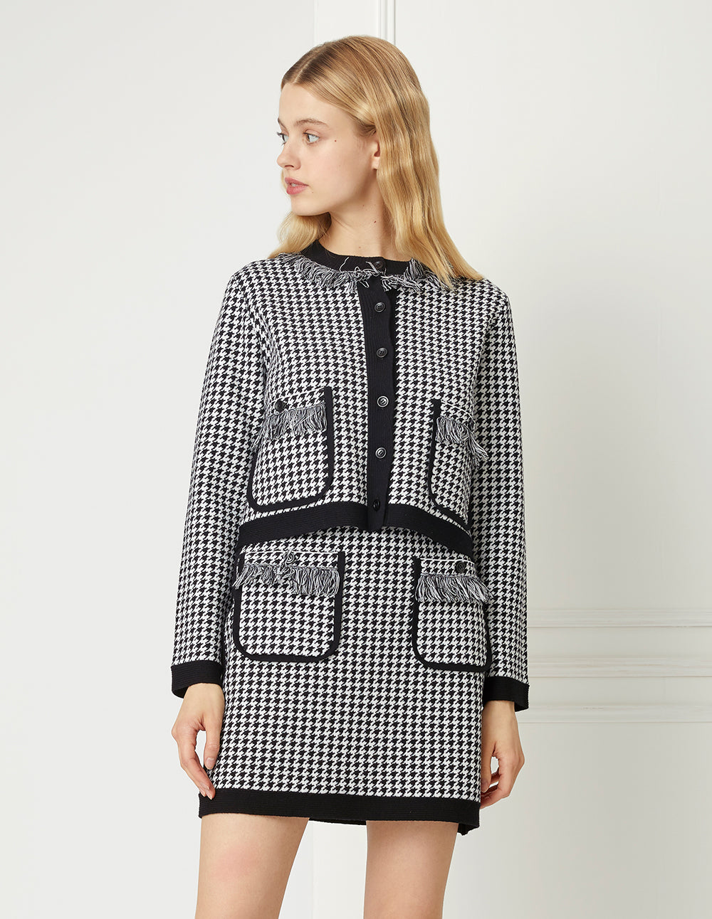 BORA AKSU Houndstooth Knitted Skirt