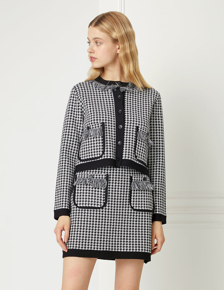 BORA AKSU Houndstooth Knitted Skirt