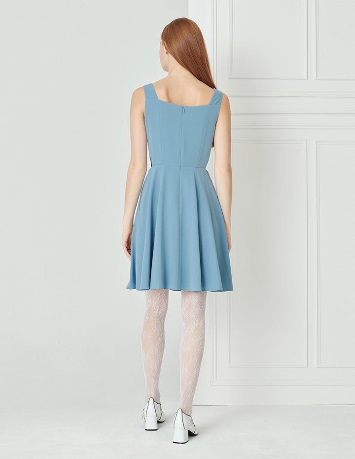 BORA AKSU Diamond Neck Cutout Waist Slip Dress