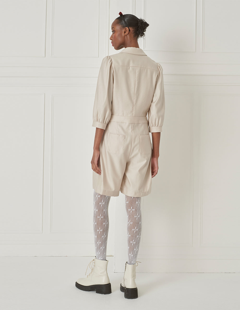 BORA AKSU Puff-Sleeved Silk And Wool-Blend Jumpsuit