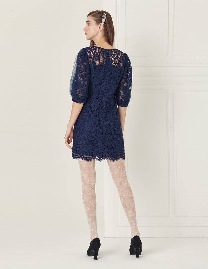 BORA AKSU V-Neck Shirred Tulle Mini Dress