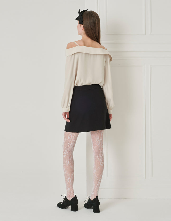 BORA AKSU Elegant Off-Shoulder One-Word Puff Sleeve Long-Sleeved Shirt