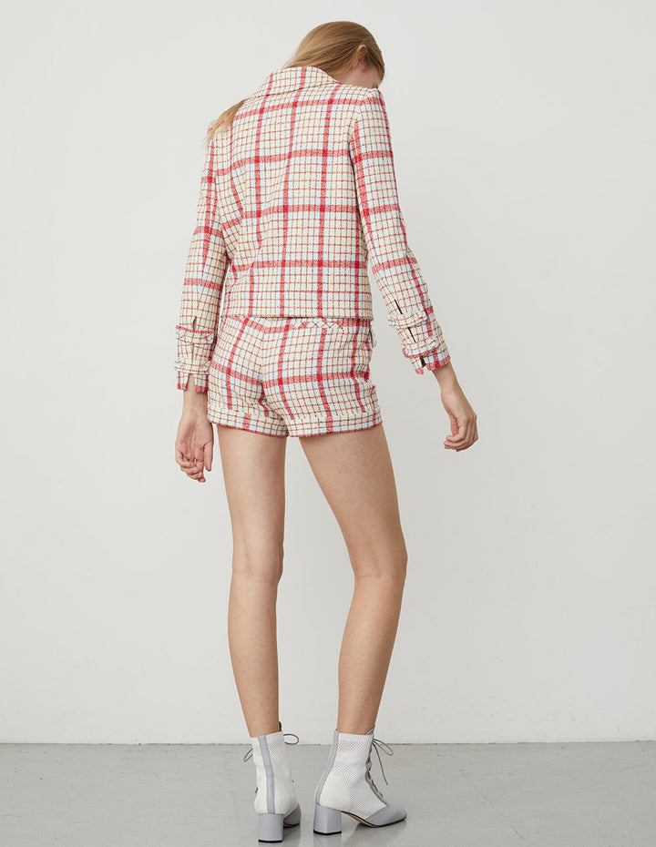 BORA AKSU Gingham Pattern Double Pocket Slim Fit Shorts