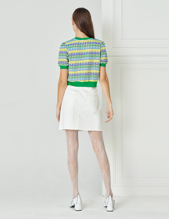 BORA AKSU A-Line Patch Pockets Washed White Denim Skirt