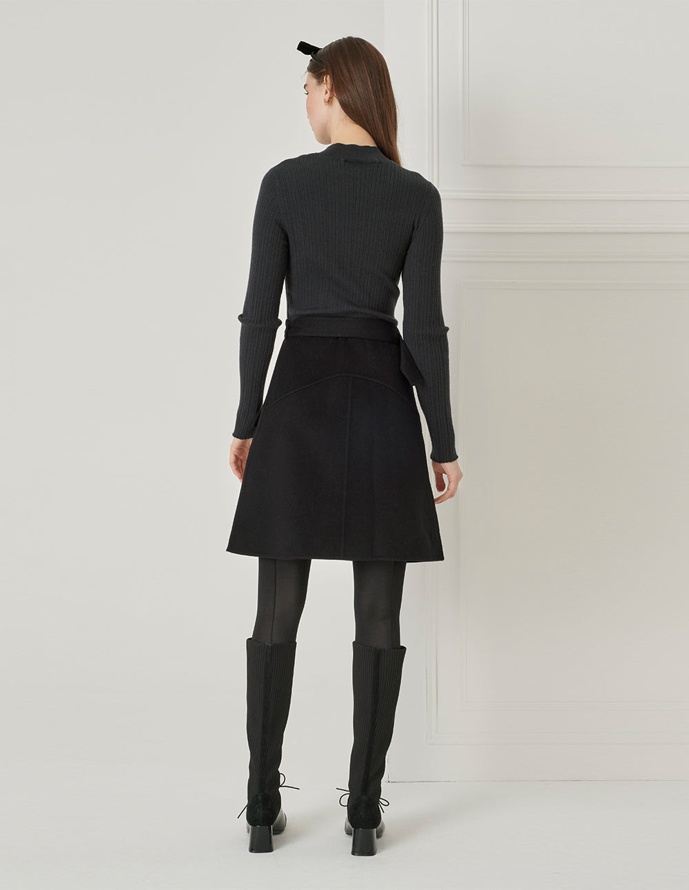 BORA AKSU Mulberry Silk Blend Color Block Hollow Collar Knitted Dress